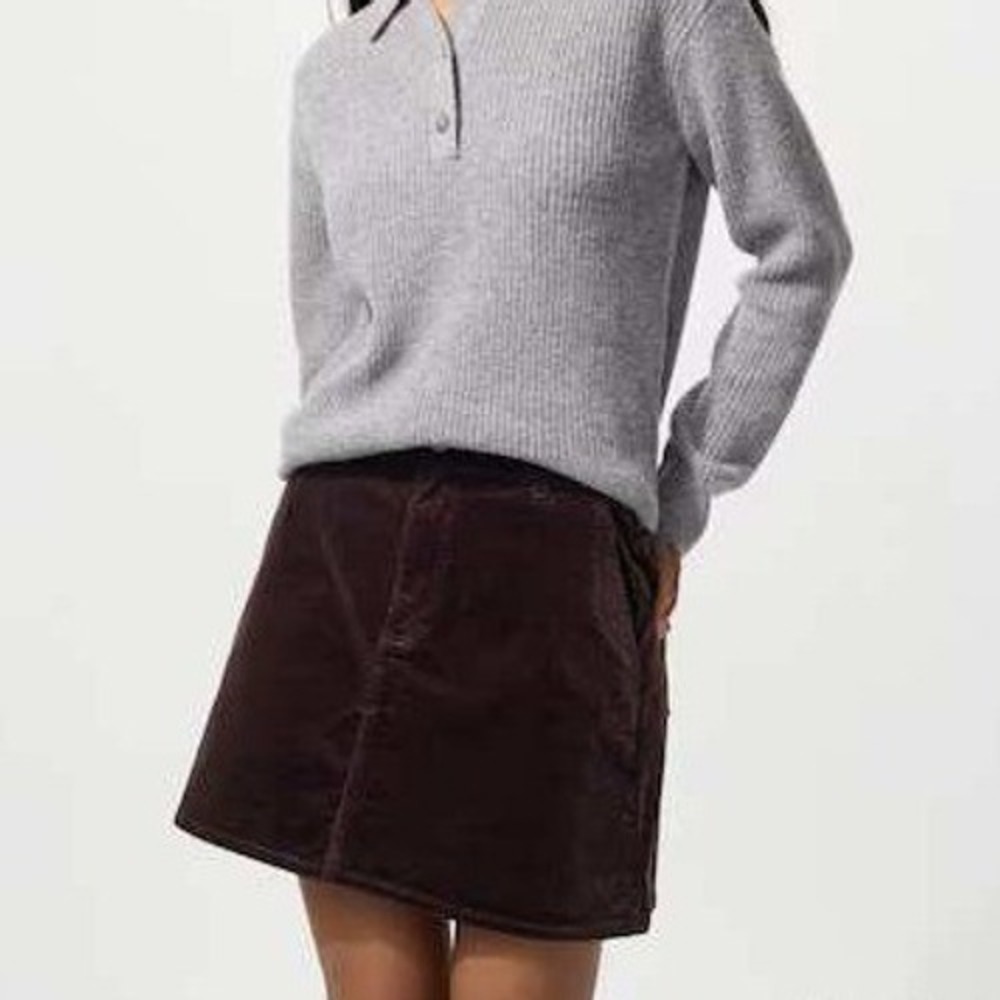 Comptoir des Cotonniers x Uniqlo Corduroy Mini Skirt Womens S Brown 5-Pocket